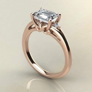E108 Rose Gold Horizontal Emerald Cut Engagement Ring