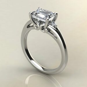 Moissanite Horizontal Emerald Cut Engagement Ring