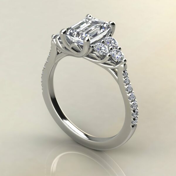 E109 White Gold Emerald Cut 6 Stone Engagement Ring