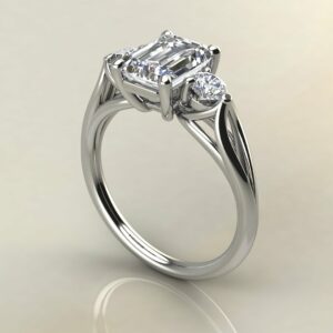 Moissanite Emerald Cut 3 Stone Engagement Ring