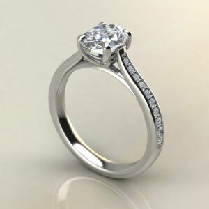 Moissanite Tapered Oval Cut Cathedral Engagement Ring