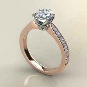 OV077 Rose Gold Vintage Head Oval Cut Engagement Ring