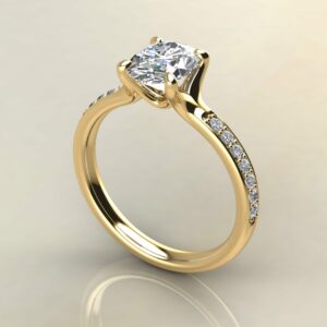 OV083 Yellow Gold Oval Cut Shared Prong Engagement Ring