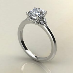 Moissanite Oval Cut Leaves Engagement Ring
