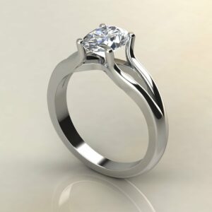 Moissanite Oval Cut Split Shank Solitaire Engagement Ring