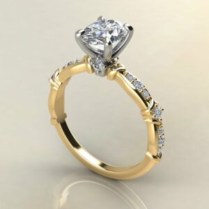 OV092 Yellow Gold Bamboo Oval Cut Engagement Ring