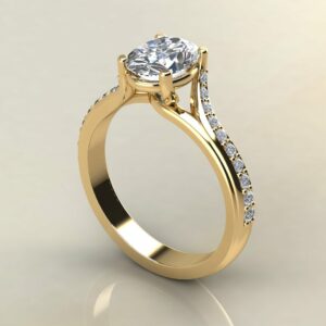OV095 Yellow Gold Oval Cut Elegant Design Engagement Ring