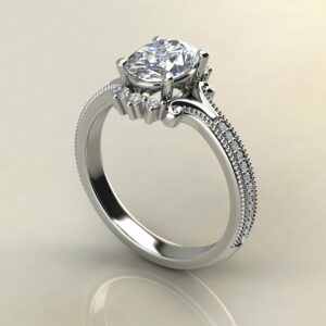 Moissanite Oval Cut Milgrain Engagement Ring