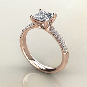 P008 Rose Gold Small Cathedral Princess Cut Engagement Ring
