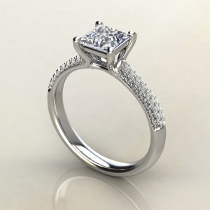 Small Cathedral Princess Cut Moissanite Engagement Ring
