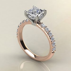 P037 Rose Gold Hidden Halo Princess Cut Engagement Ring