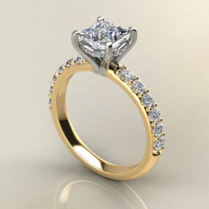 P037 Yellow Gold Hidden Halo Princess Cut Engagement Ring