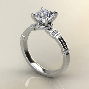Two-Shank Wraps Style Princess Cut Moissanite Engagement Ring
