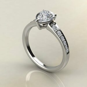 Moissanite Pear Cut Tapered Engagement Ring