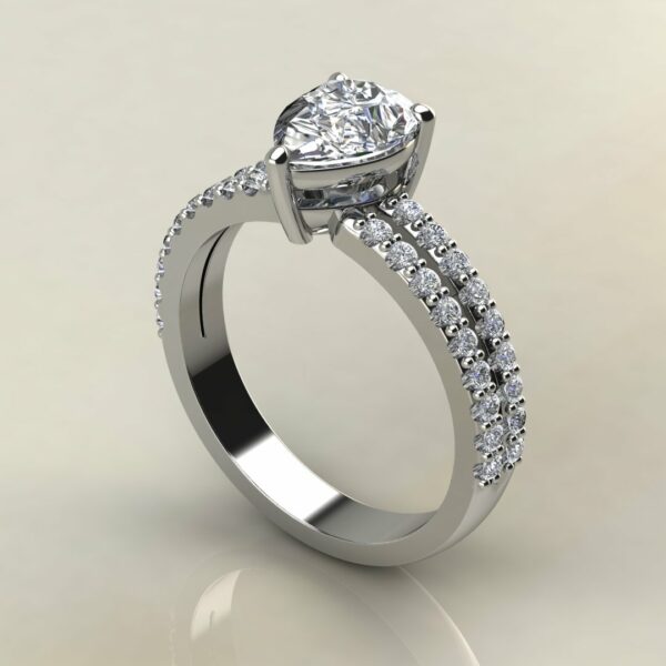 P051 White Gold Pear Cut Split Shank Engagement Ring