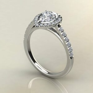Moissanite Pear Cut Halo Cathedral Engagement Ring
