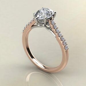 P057 Rose Gold Pear Cut Two-Tone Bow Engagement Ring