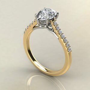 P057 Yellow Gold Pear Cut Two-Tone Bow Engagement Ring