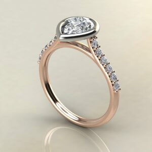 P059 Rose Gold Pear Cut Bezel Engagement Ring