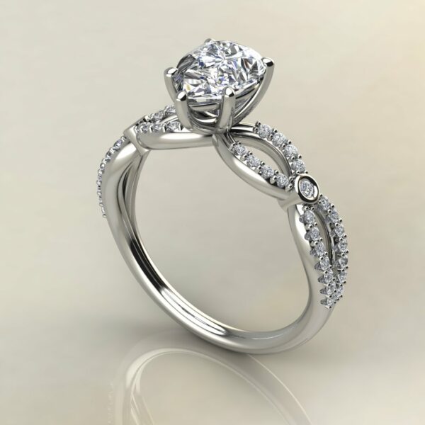 P065 White Gold Pear Cut Split Shank Bezel Engagement Ring