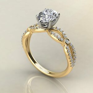 P065 Yellow Gold Pear Cut Split Shank Bezel Engagement Ring