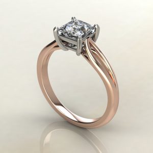 PS003 Rose Gold Double Split Shank Princess Cut Solitaire Engagement Ring