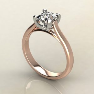 PS006 Rose Gold Tall Cathedral Princess Cut Solitaire Engagement Ring