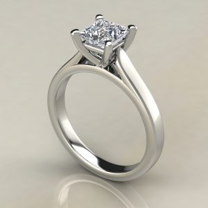 Classic Cathedral Princess Cut Moissanite Solitaire Engagement Ring