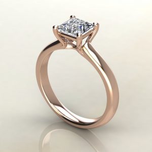 PS008 Rose Gold Small Cathedral Princess Cut Solitaire Engagement Ring