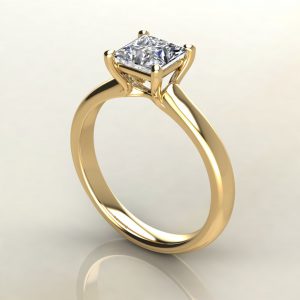 PS008 Yellow Gold Small Cathedral Princess Cut Solitaire Engagement Ring
