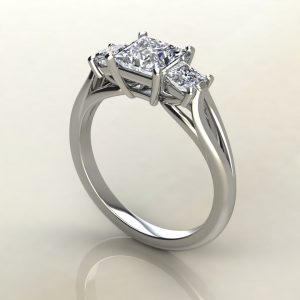 Split Shank 3 Stone Moissanite Princess Cut Engagement Ring