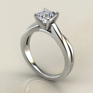 Split Twist Solitaire Princess Cut Moissanite Engagement Ring