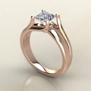PS033 Rose Gold Split Shank Solitaire Princess Cut Engagement Ring