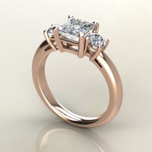 PS040 Rose Gold Three Stone Princess Cut Engagement Ring