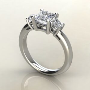Three Stone Princess Cut Moissanite Engagement Ring