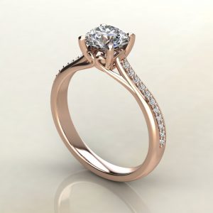 R002 Rose Gold Round Cut Curly Prong Engagement Ring