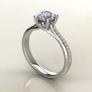 Round Cut Curly Prong Lab Created Diamond Engagement Ring
