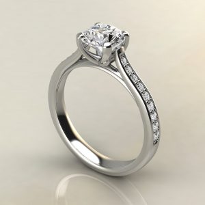 Tall Cathedral Lab Created Diamond Round Cut Engagement Ring