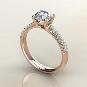 R008 Rose Gold Small Cathedral Round Cut Engagement Ring