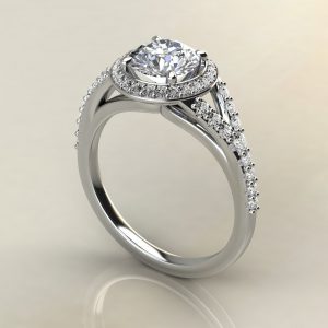 Split Shank Halo Moissanite Round Cut Engagement Ring
