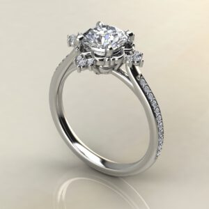 Vintage Halo Round Cut Cathedral Moissanite Engagement Ring