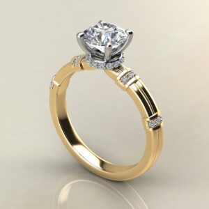 R043 Yellow Gold Two-Shank Wraps Style Round Cut Engagement Ring