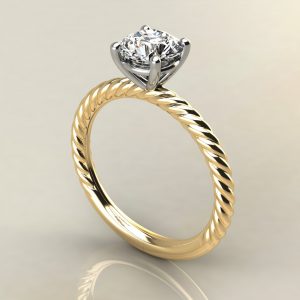 RS005 Yellow Gold Twisted Round Cut Solitaire Engagement Ring
