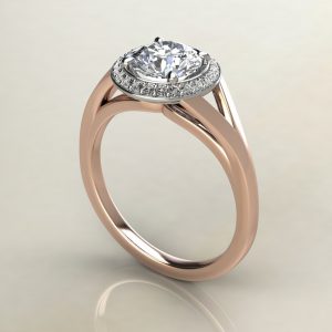 RS013 Rose Gold Classic Split Shank Halo Round Cut Engagement Ring