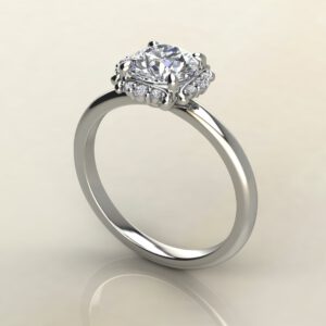 Floral Halo Round Cut Solitaire Moissanite Engagement Ring