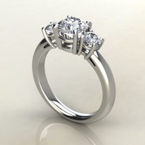 Three Stone Round Cut Moissanite Engagement Ring