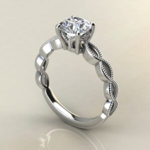 Moissanite Milgrain Round Cut Solitaire Engagement Ring